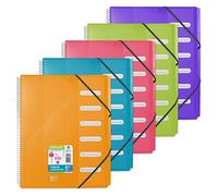 OXFORD Lot de 3 Trieurs Keep'In Spirale 6 compartiments à pochettes A4 Coloris Aléatoire