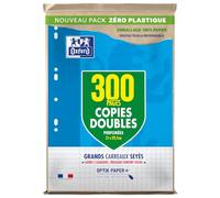 Oxford Lot de 300 Pages Copies Doubles Grands Carreaux Seyès Format A4 (21x29,7cm) Perforées