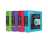 Oxford Lot de 4 classeurs à 3 anneaux, anneaux en D faciles à ouvrir, charnières durables, antiadhésifs, sans PVC, couleurs tendance, 79913