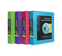 Oxford Lot de 4 classeurs à 3 anneaux, anneaux en D faciles à ouvrir de 3,8 cm, couvertures de classeur à 3 côtés, charnière Xtralife, antiadhésive, sans PVC, couleurs assorties, capacité de 375