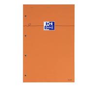 OXFORD Lot de 5 Bloc-Notes A4+ (21x31,5cm) Perforés Grands Carreaux Seyès 80 Feuilles Agrafées Couverture Carte Orange