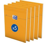 OXFORD Lot de 5 Bloc-Notes Orange A4 Petits Carreaux 5mm 80 Feuilles Agrafées Couverture Carte Enduite Orange, A4 (21 x 29,7 cm)