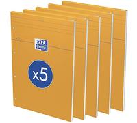 OXFORD Lot de 5 Bloc-Notes Orange A4+ Uni 80 Feuilles Agrafées Couverture Carte Enduite Orange