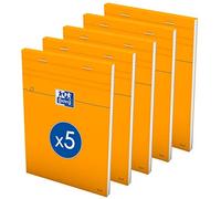 OXFORD Lot de 5 Bloc-Notes Orange A5 Petits Carreaux 5mm 80 Feuilles Agrafées Couverture Carte Enduite Orange