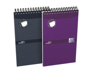 OXFORD Lot de 5 Bloc-Notes Task Manager 12,5x20cm 140 Pages Ligne 8mm Reliure Spirale Couverture Carte Coloris Assortis