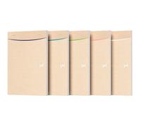 Oxford Lot de 5 Bloc-notes Touareg A5 Petits Carreaux 5mm 160 Pages Agrafé Couverture Carte Coloris Assortis Papier Recyclé