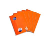Oxford Lot de 5 cahiers A4 lignés 80 feuilles perforées Orange