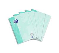 Oxford Lot de 5 cahiers A4 quadrillés 80 feuilles perforées Menthe