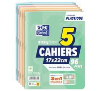 Oxford Lot de 5 Cahiers Easybook Pastel 17x22 96 Pages Seyès