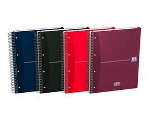 OXFORD Lot de 5 Cahiers Europeanbook Essentials A4+ Petits Carreaux 240 Pages Reliure Spirale Couverture Carte Coloris Assortis