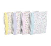 Oxford Lot de 5 Cahiers Flowers A5 120 Pages Petits Carreaux avec Marge Reliure Spirale Couverture Souple Coloris Assortis