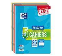 Oxford Lot de 5 Cahiers Piqué 24 x 32 cm Grands Carreaux Seyès 96 pages 90g