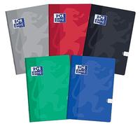 Oxford Lot de 5 cahiers scolaires A5 80 feuilles quadrillées Couleurs mélangées
