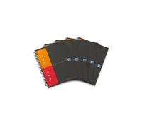 Oxford Cahiers NOTEBOOK spirale A5+ 160 p perforées 80 g 5x5 Couverture rigide Gris Lot de 5