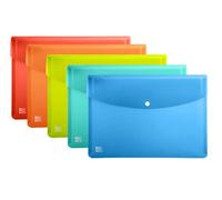 Oxford Lot de 5 porte-documents A5 en plastique transparent 5 couleurs