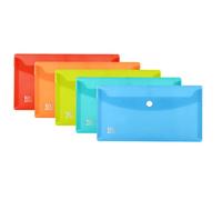 Oxford Lot de 5 porte-documents DIN long, en plastique transparent, 5 couleurs, bleu, jaune, orange, rouge, vert