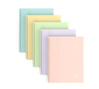 Oxford Lot De 5 Protège-Documents Spiralé School Life Pastel A5 40p Coloris Aléatoires