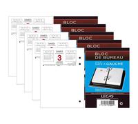 Oxford Lot De 5 Recharges Bloc Éphéméride Date À Gauche 8,5 X 11,5 Cm