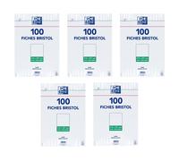 Oxford Lot De 5 Sachets De 100 Fiches Bristol Non Perforées 21x29,7 Cm Uni Blanc