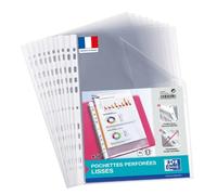 OXFORD Lot de 50 Pochettes Plastiques A4 Perforées Lisse Epaisseur 5/100ème Incolore
