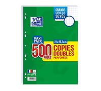 Hamelin Copies doubles perforées Seyès A4 70 g Sachet de 100 Blanc