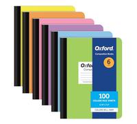 Oxford Lot de 6 cahiers de composition, papier ligné universitaire, 24 x 19 cm, 100 feuilles, couvertures pastel assorties (63760)