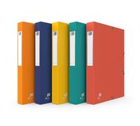OXFORD Lot de 9 Boîtes Capacité Standard Bicolor Recyc+ 24x32 Dos 40mm avec Elastique Couverture Carte Coloris Assortis