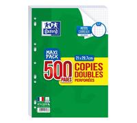 Oxford Maxi Pack 125 Copies Doubles (500 Pages) Perforées A4 Quadrillé 5x5 Avec Marge