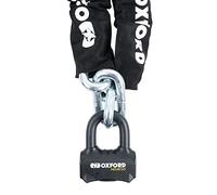 Oxford Nemesis LK474 Chaîne à maillons ronds et cadenas pour moto Noir 16 mm 2 m