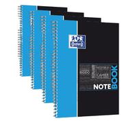 Oxford NoteBook Cahier à Spirales Format B5 (17 x 25cm) 160 Pages Grands Carreaux Seyès Couverture Polypro Couleur Aléatoire (Lot de 4)
