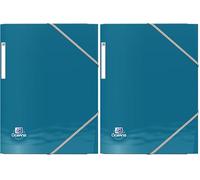 OXFORD Oceanis Pochette Plastique 3 Rabats A4 avec Elastique Couverture Polypro Recyclé Opaque Couleur Aléatoire (Lot de 2)