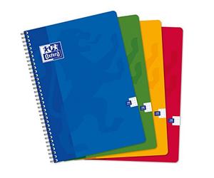 Oxford Office - Classique - 100102988 - Cahier reliure spirale avec petits carreaux - 21 x 29,7 cm - 180 pages - Assortis - Lot de 5