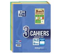 OXFORD OFFICE OXFORD Lot de 3 Cahiers EASYBOOK KRAFT en carte à rabats agrafé 24x32 96 pages 90g Seyès