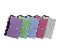 Oxford Office Réf N002463 Lot de 10 carnets de notes à spirale en polypropylène 180 pages 90 g/m² Couleurs assorties 110 x 170 mm