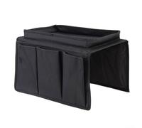 Oxford Organiseur de télécommande TV en tissu, accoudoir porte-revue, noir, grande capacité (noir)