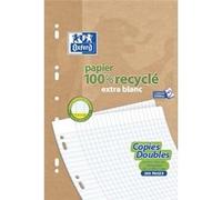 Oxford Étui de copies doubles perforées recyclé 200 pages A4 (210X297) grands carreaux 90 g