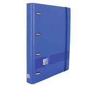 OXFORD Oxford Live & Go Classeur à 4 anneaux en plastique Polyfoam avec élastique Format A4+, tableau amovible, feuille d'autocollants, recharge avec 5 bandes couleur et quadrillage 5 x 5, bleu