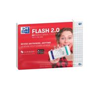 Oxford Fiches Bristol Flash 2.0 - 80 fiches A6 (10,5 x 14,8 cm) petits carreaux, cadre blanc