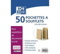 OXFORD Paquet de 50 pochettes kraft arme blond auto-adhesives 120g format 275x365 mm … soufflets de 30 mm