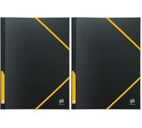 OXFORD Pochette Plastique 3 Rabats For Students A4 avec Elastique Dos 30mm Couverture Polypro Bicolore Noir/Jaune (Lot de 2)