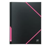 OXFORD Pochette Plastique 3 Rabats For Students A4 avec Elastique Dos 30mm Couverture Polypro Bicolore Noir/Rose