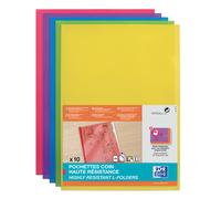 Oxford Pochettes-coin haute résistance A4 PVC lisse couleurs assorties - Lot de 10