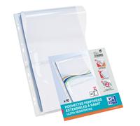 Oxford Pochettes perforées Plan A4 à soufflet de 2 cm PVC 9 trous avec rabat incolore - Lot de 10