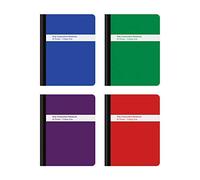 Oxford Poly Composition Lot de 4 carnets de notes lignés pour collège 24,5 x 19,5 cm, 80 feuilles, couleurs assorties : bleu, vert, violet, rouge (64958)