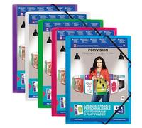 Oxford Polyvision Chemise à élastique A4 Bleu/Rose/Violet/Vert, Lot de 20