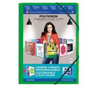 Oxford Polyvision Lot de 12 chemises à élastiques en plastique Vert Format A4