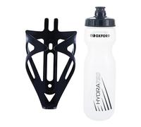 Oxford Porte-Bouteille de vélo et Bouteille d'eau Transparente sans BPA de 750 ML - Cage Noire Mate Durable, Ajustement Universel pour vélos de Route et VTT, Facile à Installer, Parfait pour Le