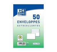 OXFORD Pqt de 50 Enveloppes 80g C6 (114x162mm) Blanches sans fenêtre