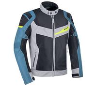 Oxford Products Dakar Dry2Dry Air 1.0 Veste de moto en textile pour homme Argenté/bleu/fluo, taille XXL, Argenté/bleu/fluo, XXL