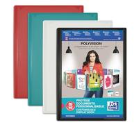 OXFORD Protège-Documents Polyvision A4 80 vues / 40 pochettes Couverture Polypro Opaque Coloris Assortis